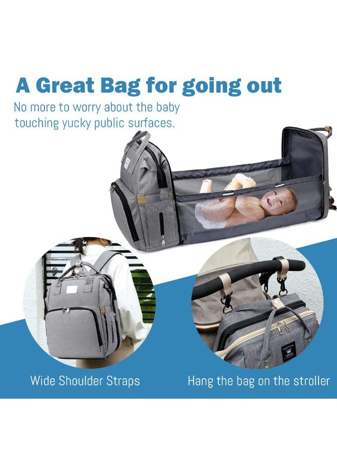 TAPIT 2 in 1 Diaper Bag Backpack Multi-Functional Travel Organizer With Foldable Bassinet Portable Crib Waterproof Large Capacity Mummy Bag (Black) - Image 4